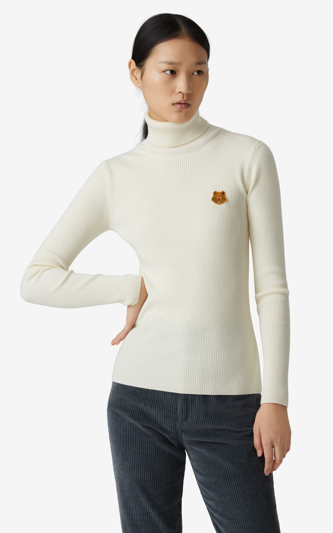 Kenzo Tiger Crest roll neck Trui Dames Wit | 67802NWPB